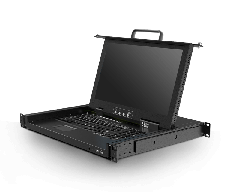 Short Depth Single Rail 4 Port 15.6” FHD LCD KVM Console